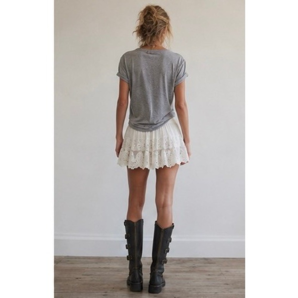 Anthropologie Raga White Embroidered Lace Skort Skirt Small Boho Cottagecore NWT - Picture 4 of 8